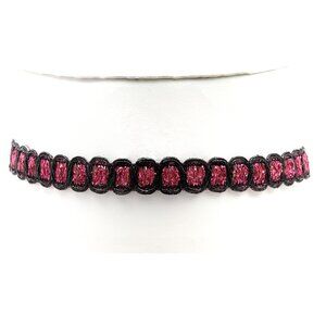 Dark Pink and Black Choker Adjustable Elegant Lace Chokers  (#15)